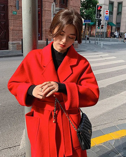 Wool Belted Long Warp Coat