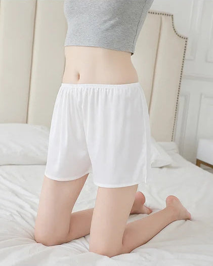 Mulberry Silk Satin Elastic-Waist Shorts