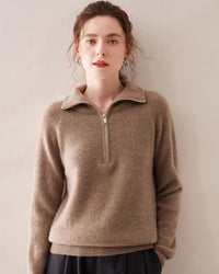 Half-Zip Thick Cashmere Wool Sweater