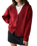 Casual V-Neck Solid Short Cardigan