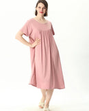Plus Size Cotton Short-Sleeve Round Neck Sleep Dress