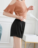 Mulberry Silk Satin Elastic-Waist Shorts