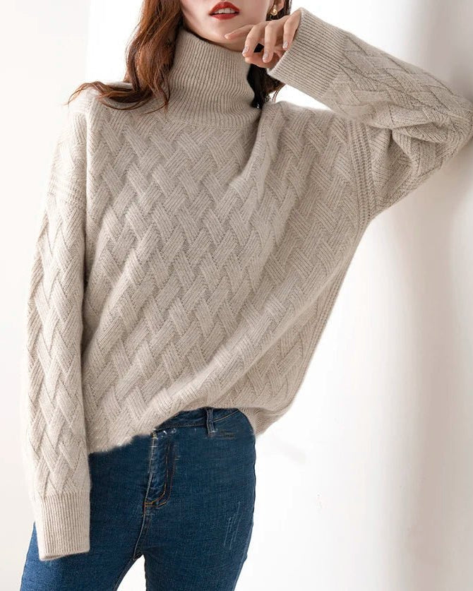 Slouchy Turtleneck Wool Sweater