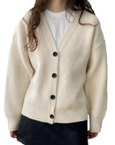 Casual V-Neck Solid Short Cardigan