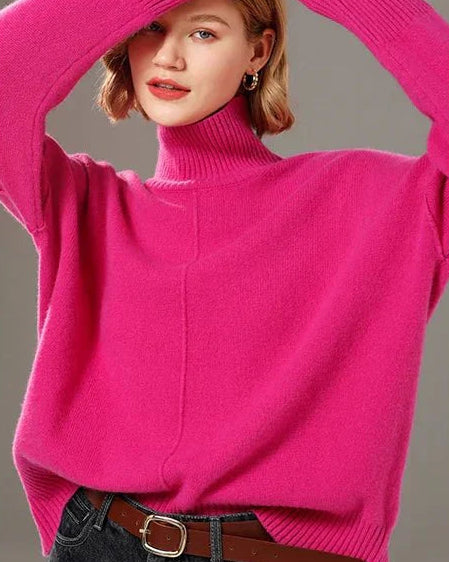 Turtleneck Solid Color Cashmere Sweater