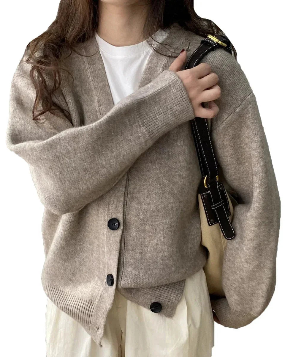 Casual V-Neck Solid Short Cardigan