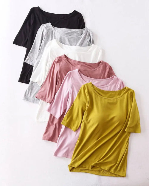 Modal Cotton Padded Half-Sleeve Sleep Top