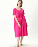 Plus Size Cotton Short-Sleeve Round Neck Sleep Dress