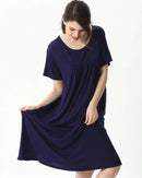 Plus Size Cotton Short-Sleeve Round Neck Sleep Dress