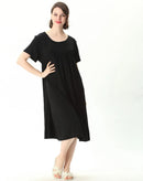 Plus Size Cotton Short-Sleeve Round Neck Sleep Dress