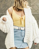 Bohemian Style Knitted Lantern Sleeve Sweater Cardigan