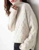 Slouchy Turtleneck Wool Sweater