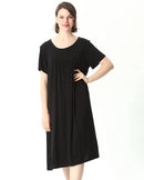 Plus Size Cotton Short-Sleeve Round Neck Sleep Dress