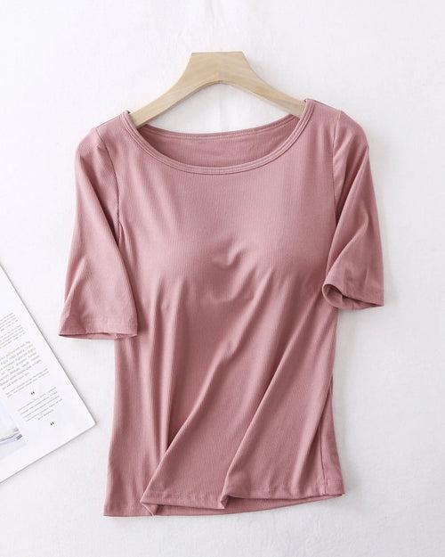 Modal Cotton Padded Half-Sleeve Sleep Top