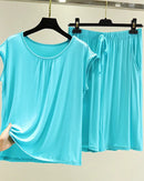 Modal Sleeveless Round-Neck Top & Shorts Pajama Set