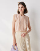 Lace-Paneled Sleeveless Silk Shirt