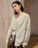 Versatile Casual Linen V-Neck Shirt