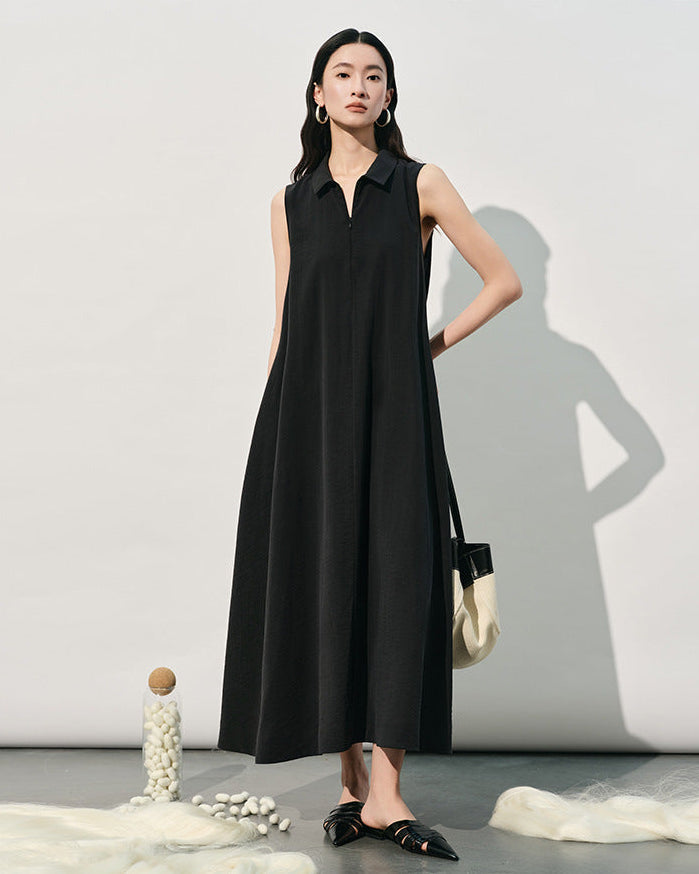 New Loose-Fit Sleeveless Silk Dress