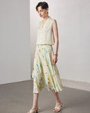 Crepe Print Silk Midi Skirt