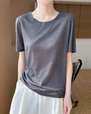 Crew Neck Loose-Fit Short-Sleeve Knit T-Shirt