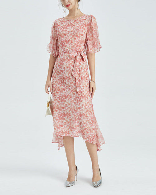 Loose-Fit Round-Neck Floral-Print Dress