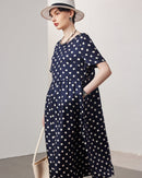 Loose-Fitting Short-Sleeve Silk Dress