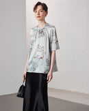 Loose-Fitting Breathable Satin Silk T-Shirt
