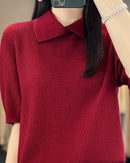 Loose-Fit Short-Sleeve Polo Sweater