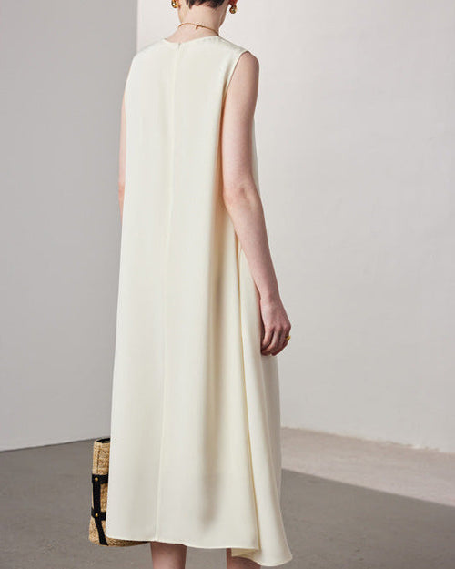 A-Line Sleeveless Silk Dress