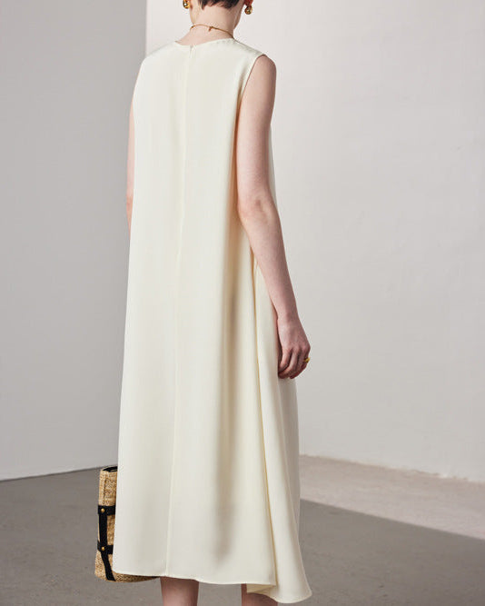 A-Line Sleeveless Silk Dress