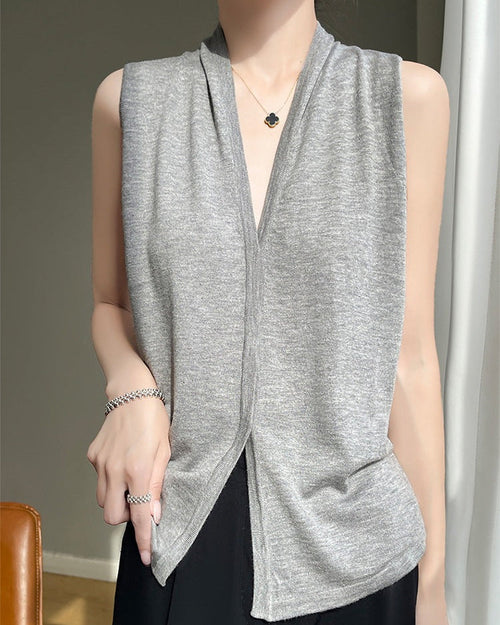 Lightweight V-Neck Knitted Vest