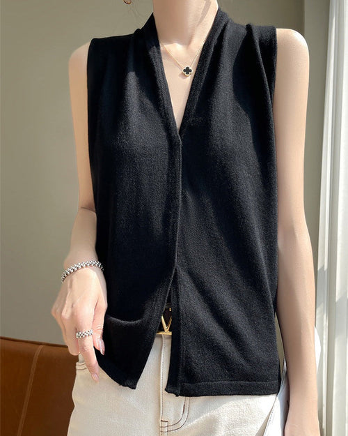 Lightweight V-Neck Knitted Vest