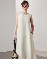 A-Line Sleeveless Silk Dress