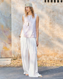 Relaxed Linen Drawstring Wide-Leg Pants