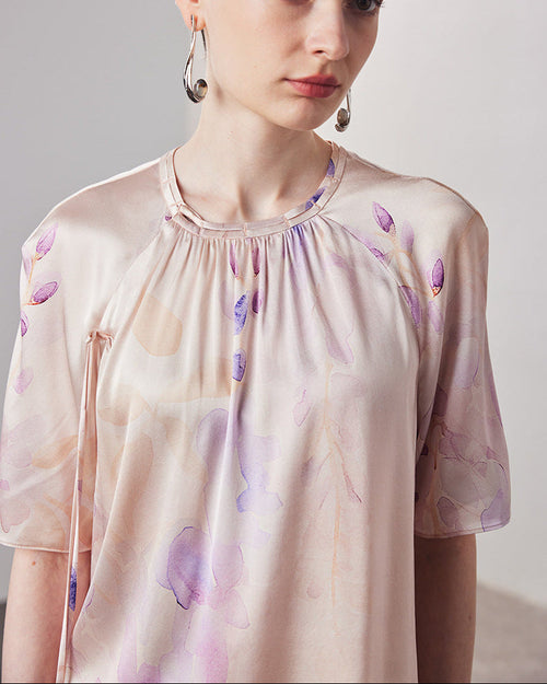 Loose-Fitting Breathable Satin Silk T-Shirt