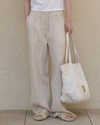 Loose Linen Straight-Leg Pants
