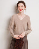 V-Neck Pure Cashmere Knit Pullover