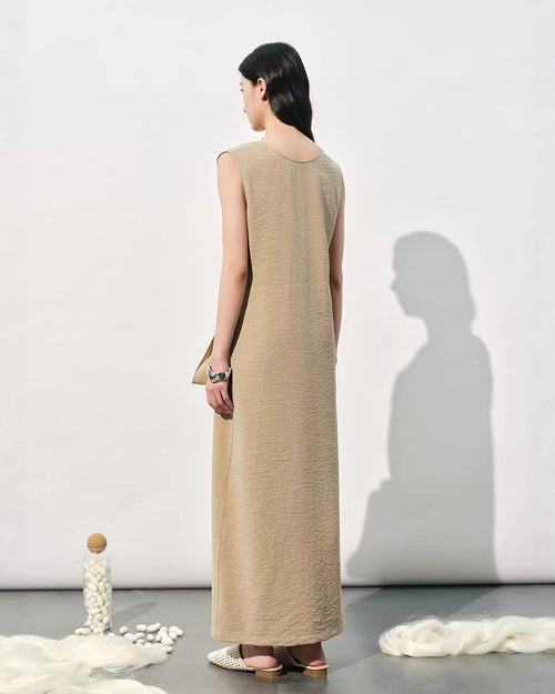 V-Neck Sleeveless Tie-Up Slit Dress