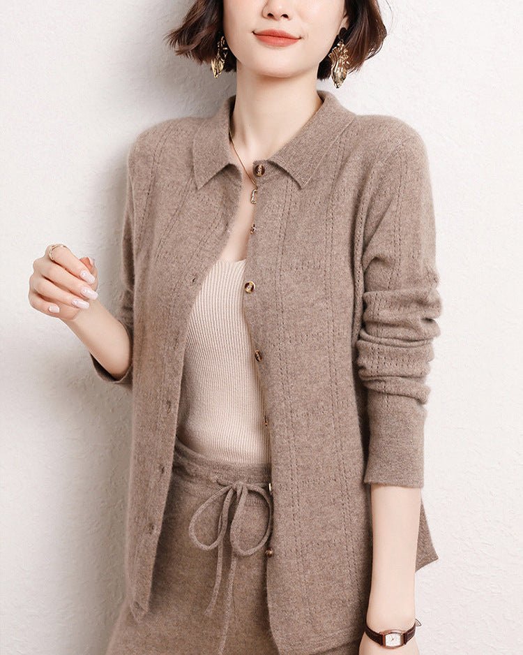 Cashmere Openwork Cardigan Sweater