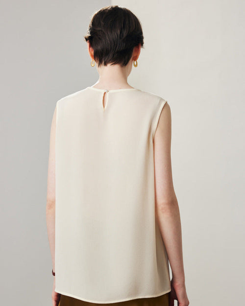 Lace-Paneled Sleeveless Silk Shirt