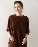 Cashmere Knitted Three-Quarter Sleeve Loose Sweater