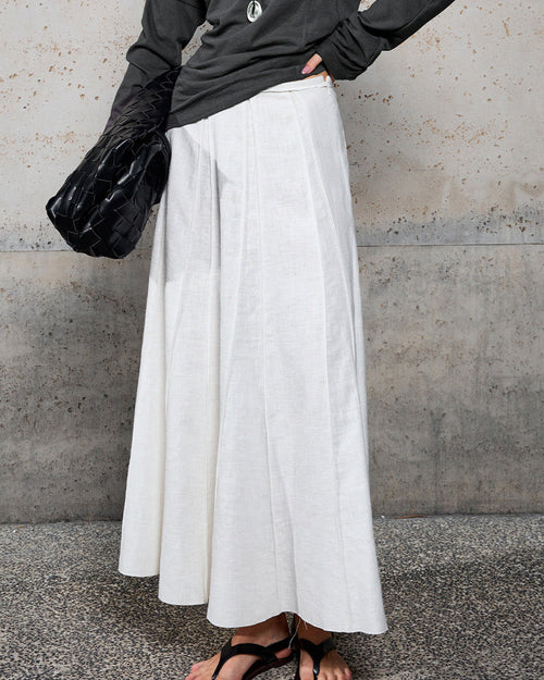 High-Waisted, Structured-Panel A-Line Skirt
