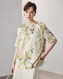 Loose-Fitting Breathable Satin Silk T-Shirt