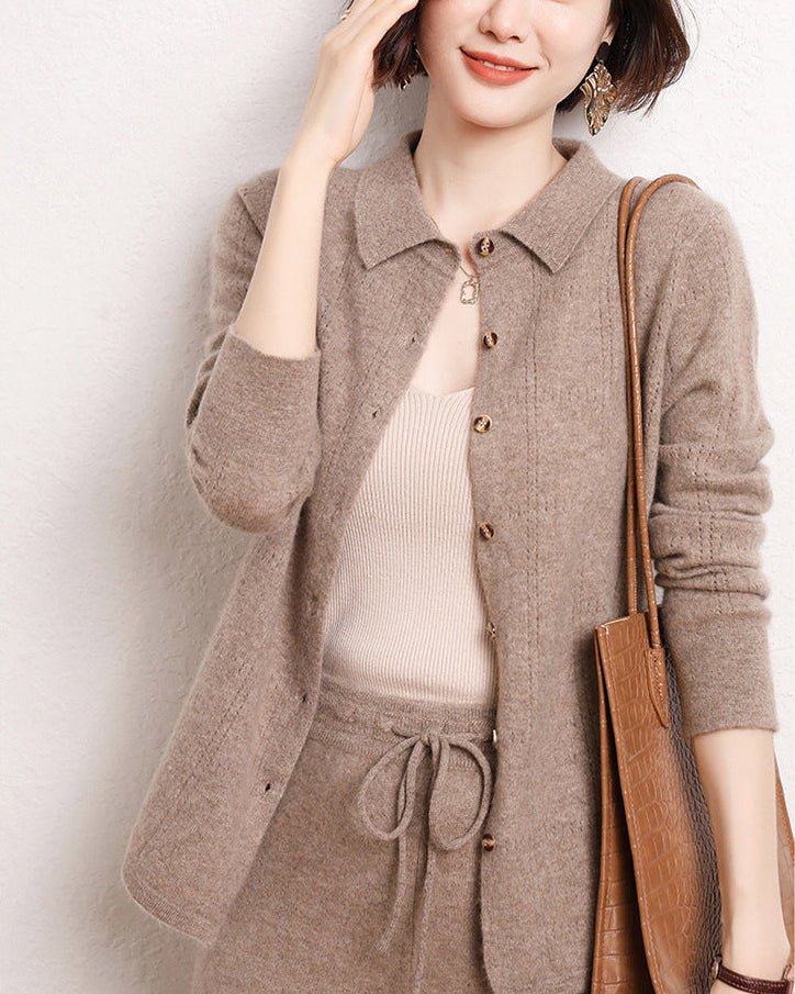 Cashmere Openwork Cardigan Sweater