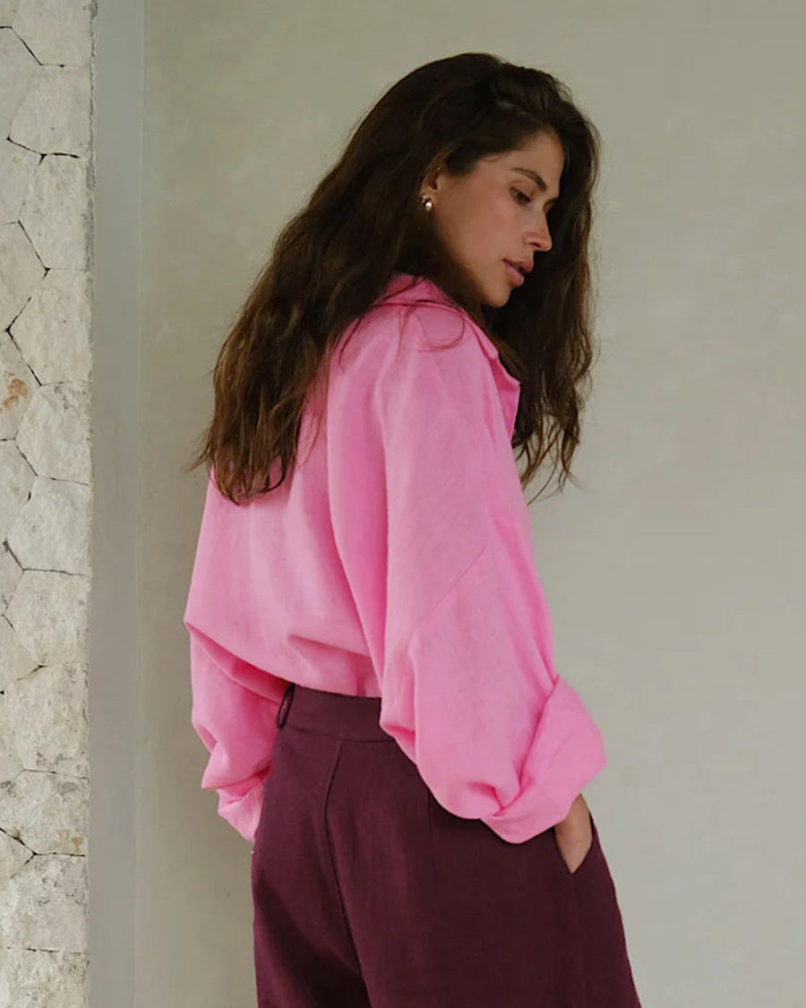 Versatile Solid Color Simple Loose Shirt