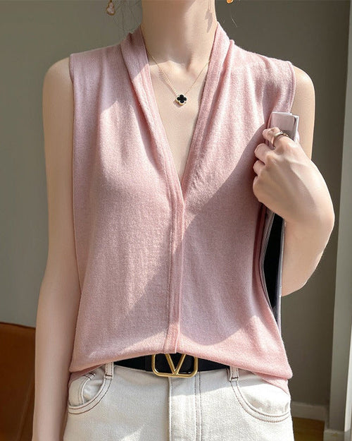 Lightweight V-Neck Knitted Vest