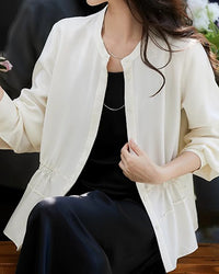 Silk Stand-Collar Fitted Shirt