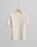 Crew Neck Loose-Fit Pleated T-Shirt
