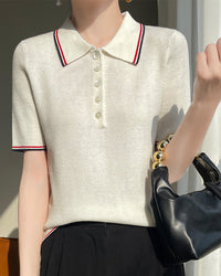 Retro Short-Sleeve Polo Sweater