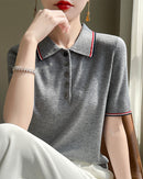 Retro Short-Sleeve Polo Sweater